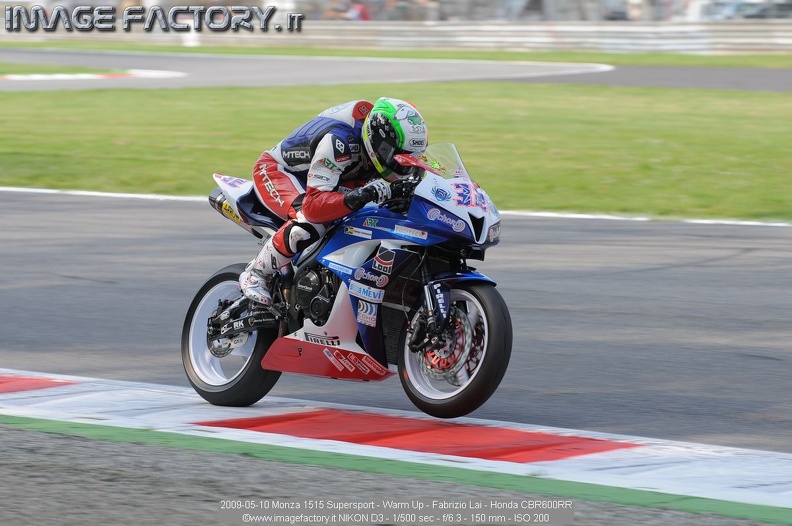 2009-05-10 Monza 1515 Supersport - Warm Up - Fabrizio Lai - Honda CBR600RR.jpg